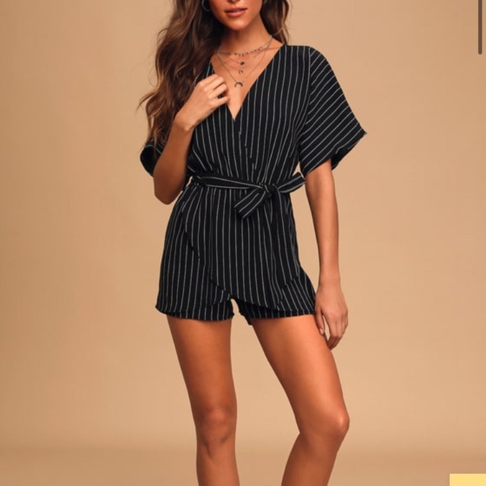 Black and white striped romper lulus